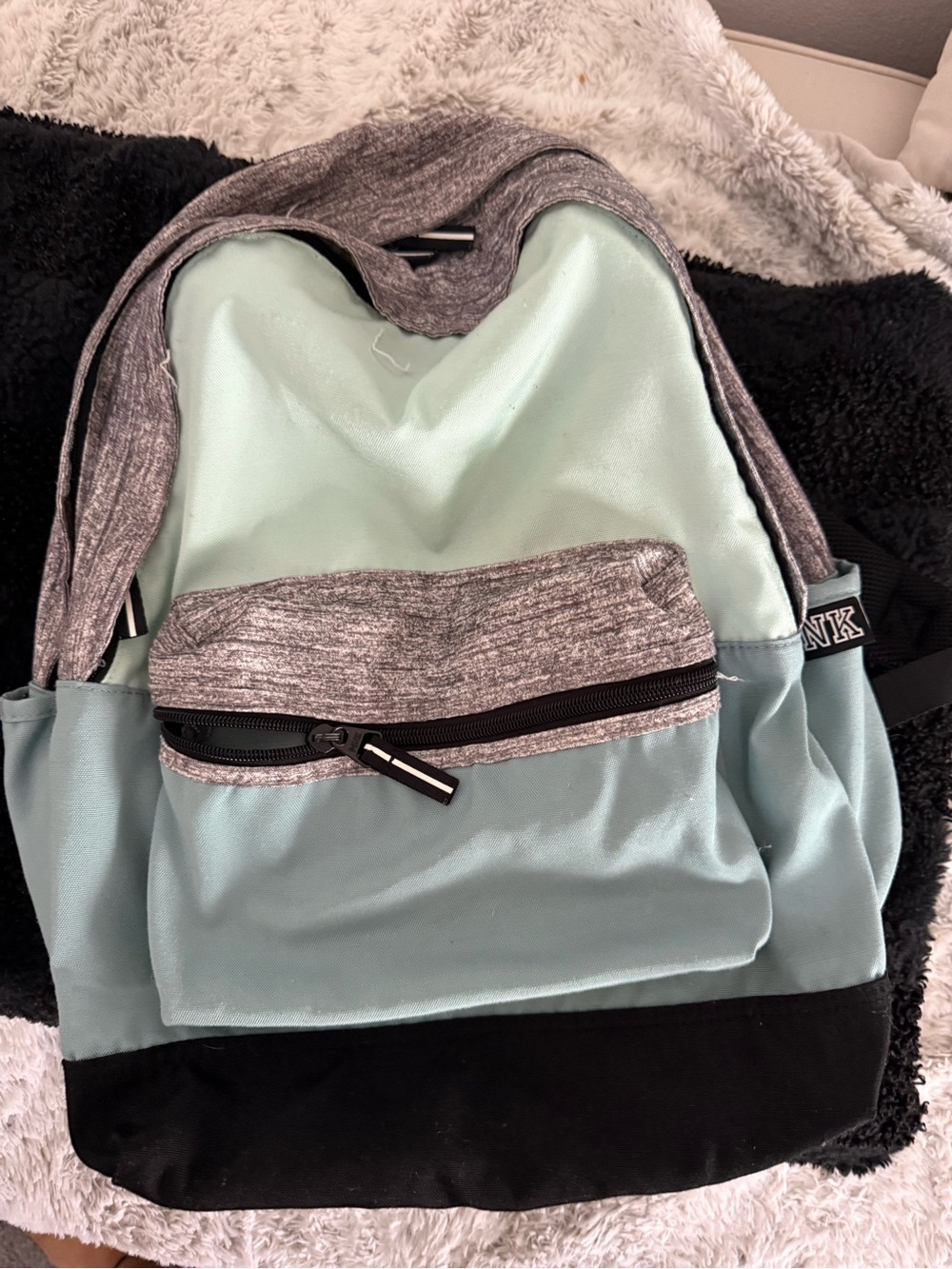 PINK Victoria's Secret Mint, Gray and Black Casual Backpack